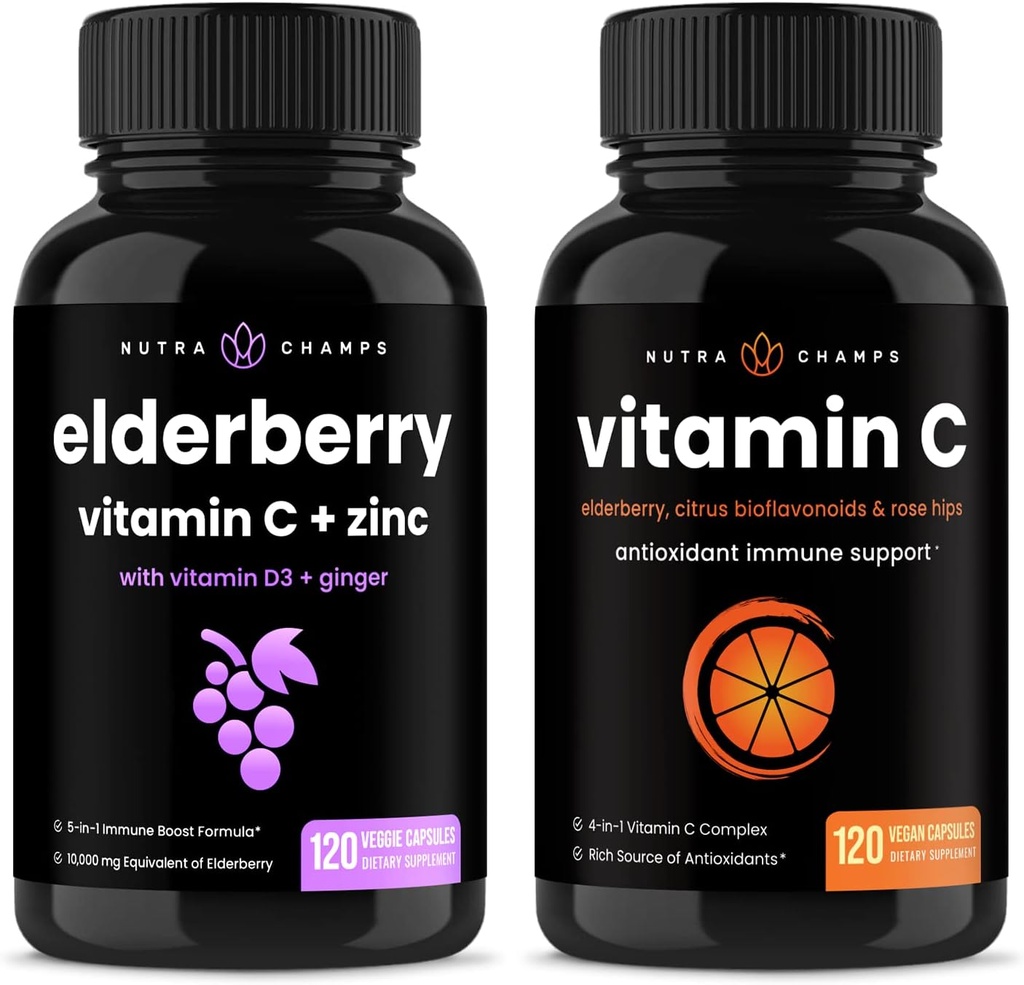 NutraChamps Elderberry a vitamín C Kapsle Bundle