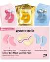 Grace & stella Under Eye Mask - Snižte tmavé kruhy, Puffy Eyes, Undereye sáčky, vrásky - Gel Under Eye Patches, Vegan Cruelty-Free Self Care (72 páry, GoldPinkBlue)