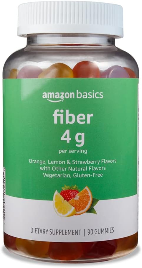 Basics Fiber Gummies for Digestive Health and Regularity, Orange, Lemon & Strawberry Flavors, 90 Count, Pack of 1 (dříve Solima)