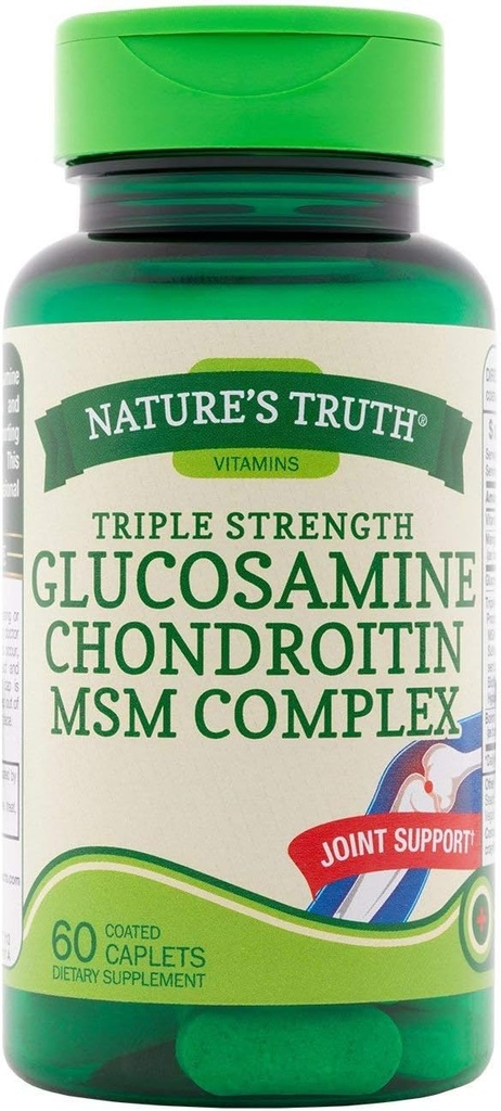 Příroda je pravda Triple Strength Glucosamine Chondroitin MSM Komplexní dietní dodatek - 60 krytých kapslí, balení po 2