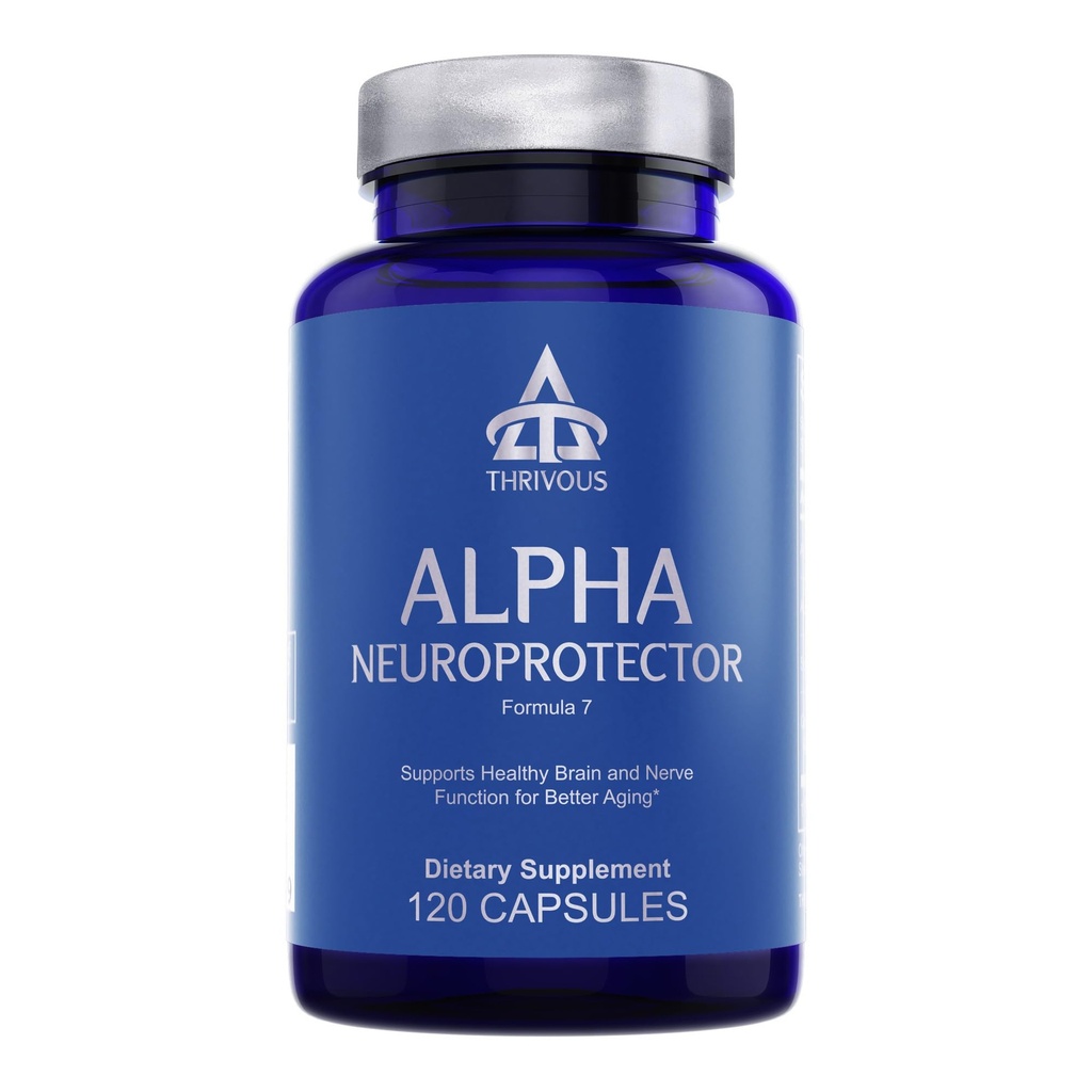 Thrivous Alpha Neuroprotector - Brain Support & Nootropic Supplement with Acetyl L- Carnitin, Alpha GPC, R- Alpha Lipoic Acid, Ginkgo Biloba - 120 Veganské kapsle