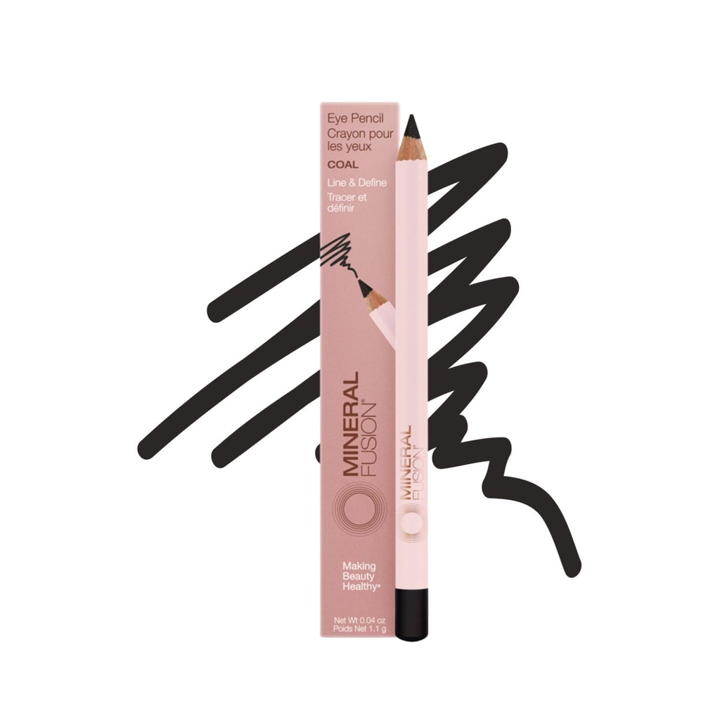 Mineral Fusion Eye Pencil, Black Eyyiner s mýdlem Hemomile, Meadowfood & Vitamin E, Velvety hladký, hypoalergenní oko make-up na Line & Definine, Long- Lasting Eyeline Pencil, Uhlí, 0.04 Oz