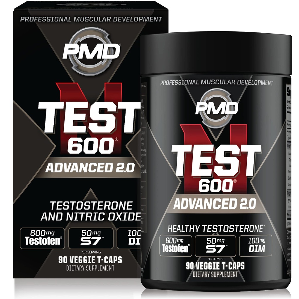 PMD Sports N-Test 600 Advanced Nitric Oxide Booster pro muže - s klinicky studoval Testofen - Lean Muscle and Strength Gains with Estrogen Conpression (90 Veggie-Caps)