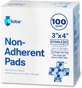 Globe Advanced Sterile Non- Adherent Pads CLAS124; 100- Pack, 3 "x 4" CLAS124; Non- Adhesive Wound Dressing CLAS124; Vysoce absorbent & Non- Stick, Bezbolestný removal- Switch 124; Individuálně zabalené pro Extra Protection (3 x 4)