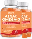 Vegan Omega 3 Gummies, Řasy Omega33 dodatek DHA 240mg, EPA 110mg w / vitamín B12, CoQ10, Rybí olej Alternative pro dospělé - Mozek, Kost, Oko & Imunita Podpora