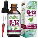 Proč ne přírodní vitamín B12 Liquid Plus Folát - Organic Sublingual Extra Strength Vegan Drops - Methyl doplněk s folicinem