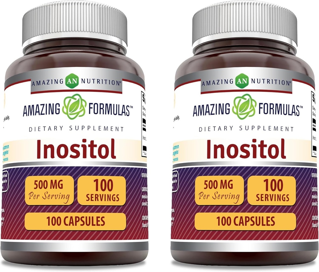 Amazing Appendix Inositol Doplněk 124; 500 Mg Per Serving CLANE124; 100 Kapsle 124; Non- GMO CLANE124; Gluten Free CLANE124; Made in USA CLANE124; Balení po 2