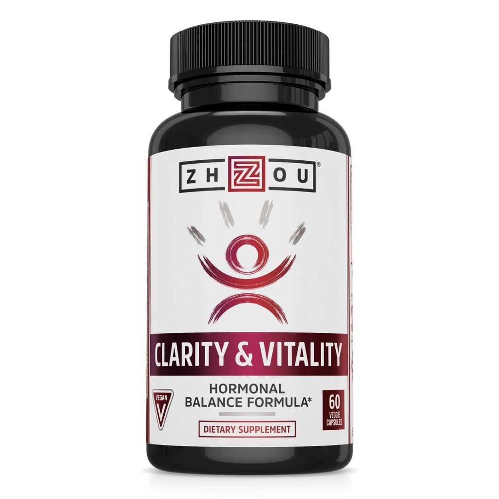 ZHOU Clarity and Vitality (dříve DHEA) 50 mg, Hormonální Balance Formule pro ženy a muže, Zdravé stárnutí, Non- GMO, Vegan, Gluten Free, 60 Kapsle