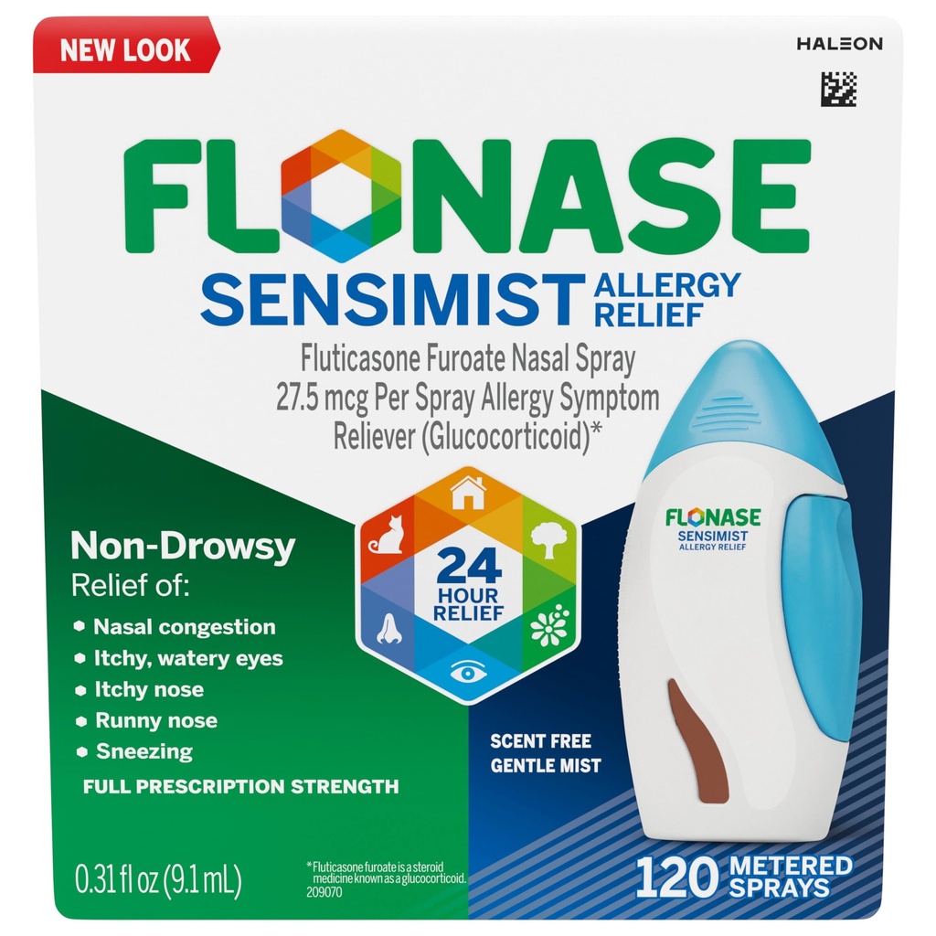 Flonáza Sensimist Alergie Relief Nasal Spray pro Non- Drowsy, 24- Hodinové Multi- Symptomy Alergie Relief - 120 Spray