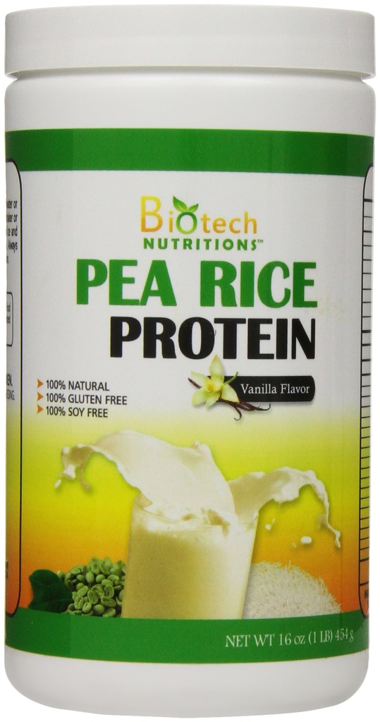 Pure Non- GMO Pea Rice Protein, Vanilla, 16 Ounce
