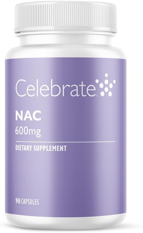 Oslavte vitaminy NAC (N- Acetyl Cysteine) dodatek, 600mg na kapsli, gluten zdarma, Non- GMO, 90 Kapsle