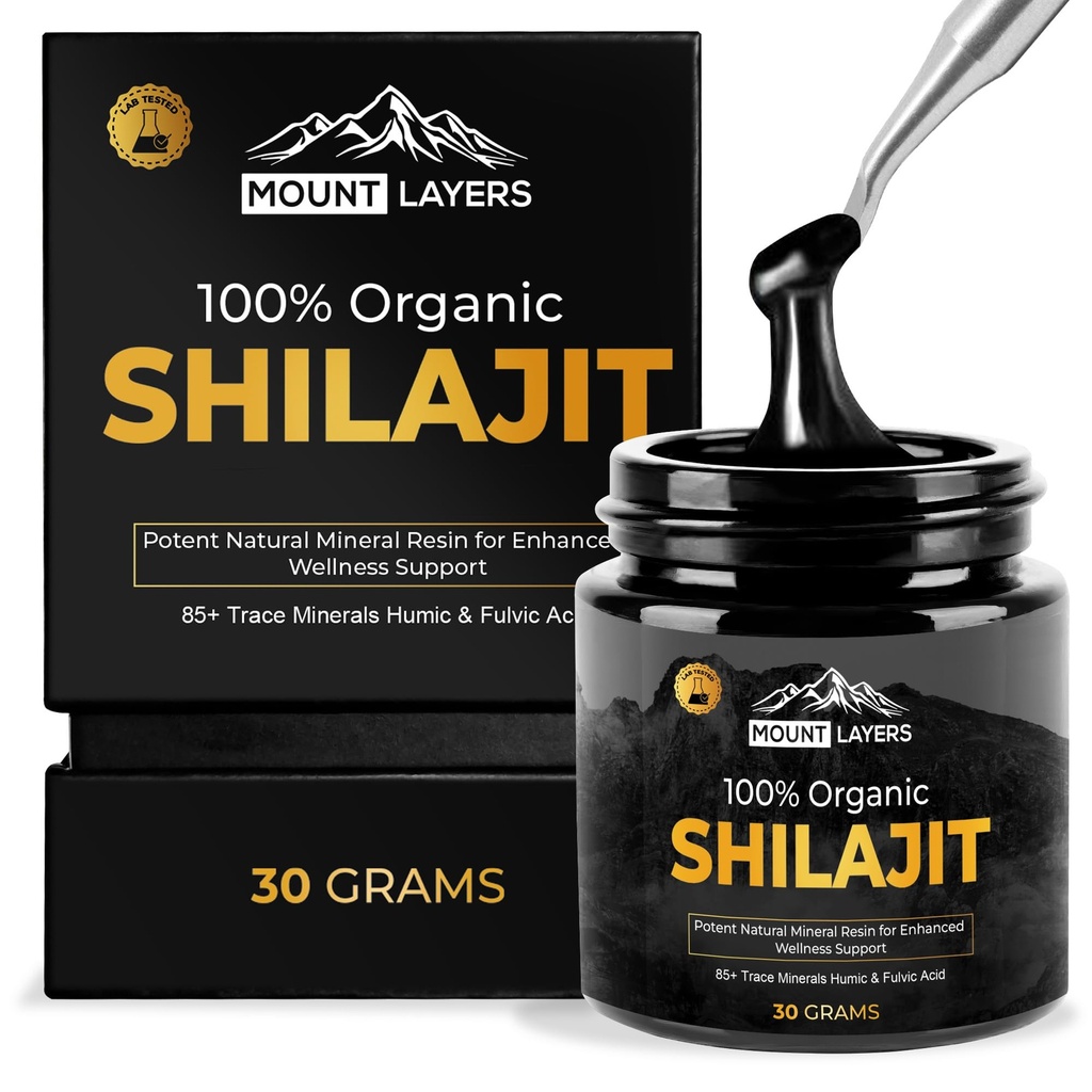 Čistá Shilajit Resin s Fulvic acid - Himalayan Shilajit pro muže a ženy s 85 + stopovými minerály - Podporuje metabolismus - Kostní zdraví a imunitní systém - 500mg - 60 Služební - 30g Jar