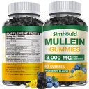1 Balení cukru zdarma 3000MG Mullein Gummies - Lung Cleanse, Mullein Leaf Extract dodatek pro respirační, organické Mullein kapky s Quercetin & Bromelain pro Lung, Digestive Health & Imunity