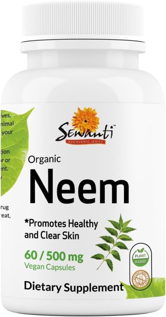 Sewanti Neem Kapsle - High Potency Extract Capsule, Bylinný dodatek pro zdraví a imunitní podporu pokožky - Digestivní rovnováha Kapsle 500mg