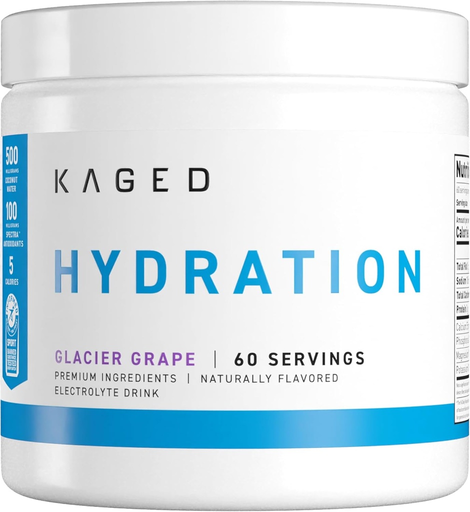 Kaged Hydration Electrolytes Powder 124; Glacier Grape Current124; Hydraulické sportovní nápoj Mix Current124; Pre, Post, Intra Workout Current124; Low Carb, Vegan, Gluten Free Current124; doplňky pro muže a ženy Current124; 60 Služeb