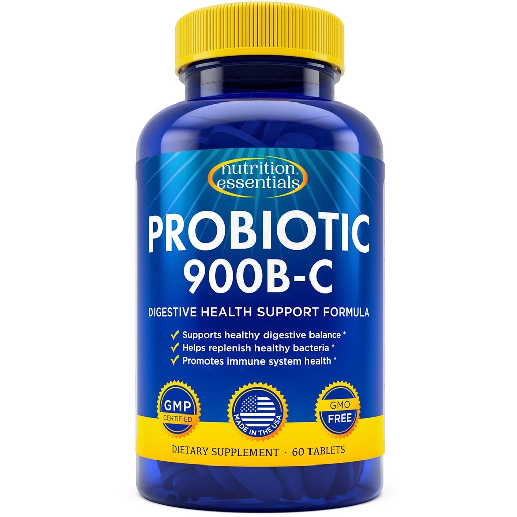 Nutriční essentials Probiotika pro ženy a muže - s enzymem laktázy a prebiotickým fiberem pro stravitelné zdraví - 80 Procento + více potentní doplněk pro Gut Health Support - Veganský vzorec