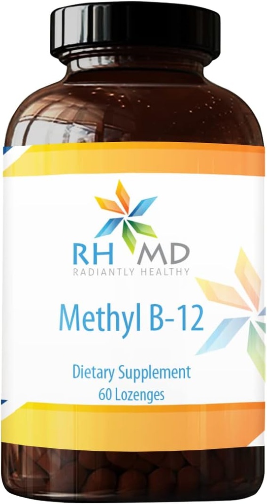 RHMD methyl B-12 Lozengy - 5000mcg B12 Methylkobalamin methyl B12 - Veganský vitamin B12 Dietní doplňky - Non GMO (60 Quick Disolt Lozenges)