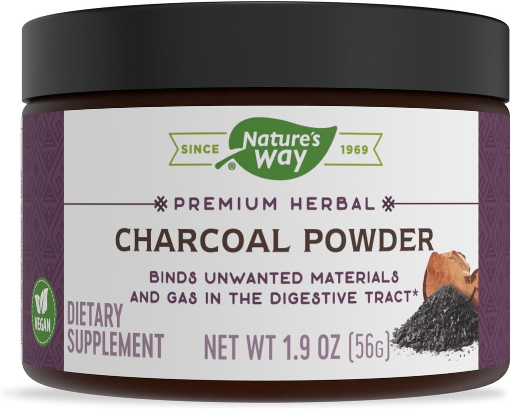 Nature 's Way Premium Herbal Charcoal Powder, 800 mg per service; Powder; BPA zdarma balení (Balení květen Vary)