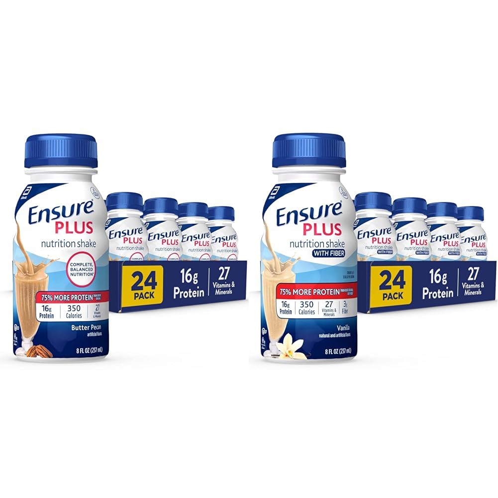 Zajistit Plus Nutriční Shake s 16 gramy bílkovin & Zajistit Plus tekuté Nutriční Shake s Fiber, 16 Grams of Protein, Vanilla, 8 Fl Oz láhev (balení 24)