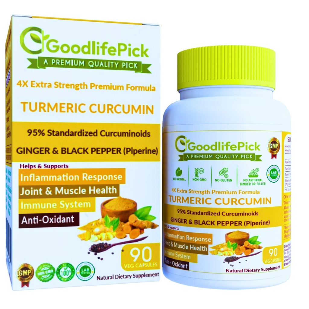 Kurkumin Kurkumin Extra Kapsle Extra Síla s Ginger & 95% Kurkuminoidy & Black Pepper Extract pro maximální výhody. Všechny přírodní NonGMO NO Rýže prášek NO stearát NO silica- 90 Veg Cap