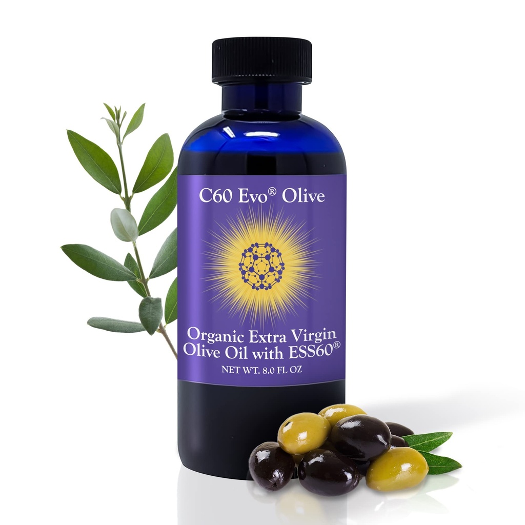 Čistý uhlík 60 ESS60 v All- Natural Extra Virgin Olive Oil, All- in- One Sleep Supplement, Antioxidanty Supplement and Energy Supplement for Cell Wellness, Flexibility, Youthouth Glow, 8 oz