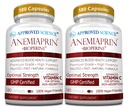 Anemiaprin schválené vědy - Absorbovatelné železo, Vitamin C - Gentle On Stomach - 380 Kapsle - 6 Měsíční zásoba - Non- GMO, Vegan
