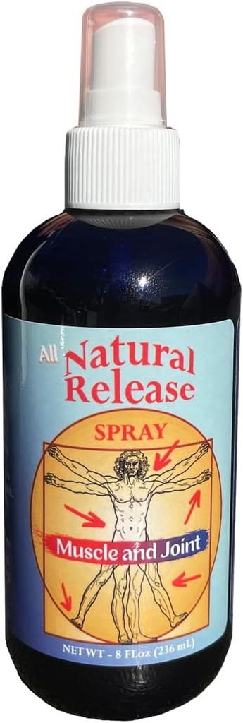 Natural Release Muscle & Joint Spray for people - for Sore Back / Knees / HIPS, Night Cramps, Aches, Strains, Discomfort - Fast Acting, Menthol Free (8 oz)