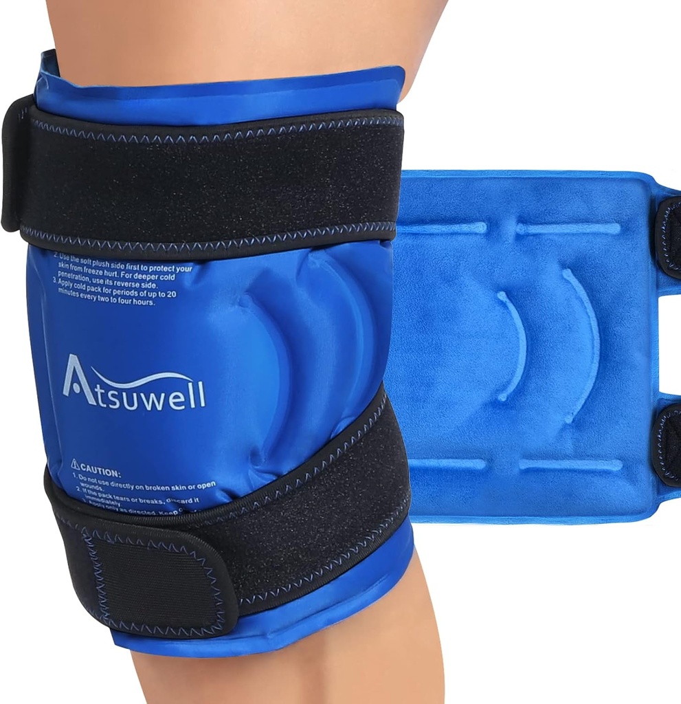 Atsuwell Ice Pack for Knees, Reuse Gel Ice Wraps for Knee, Flexible Cold Compress Cold Pack for Knees, Loket, Shin, 1 Pack