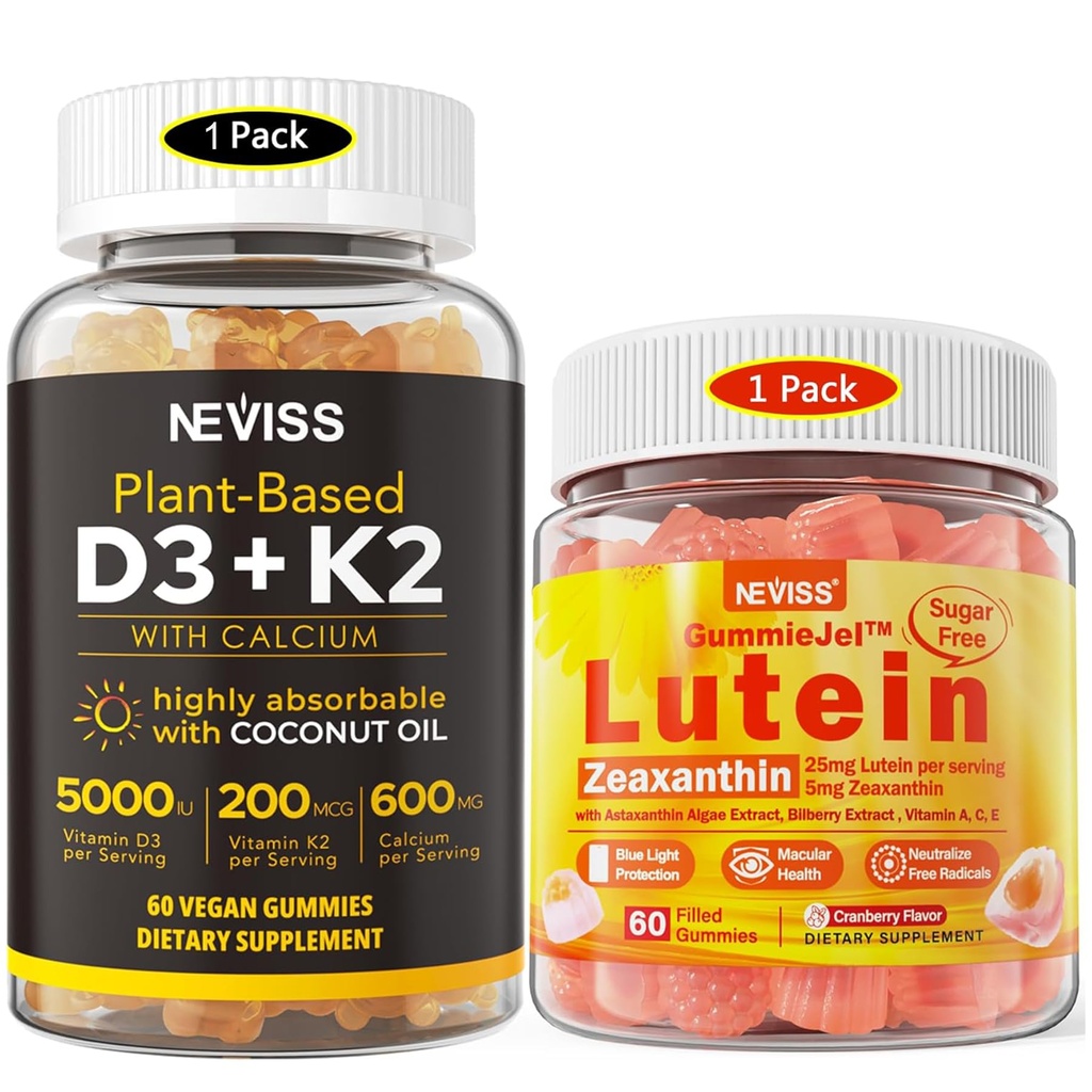 NEVISS Sugar Free Lutein Gummies 60 Počet + Vitamin D3 Gummies 60