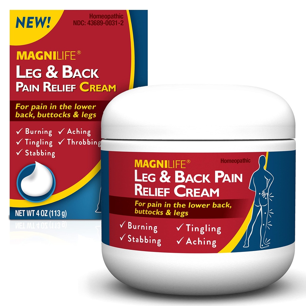 MagniLife Leg & Back Pain Relief Cream, Fast- acting Pain Relief, Přirozeně Sooth Burning, Tingling a bodnutí pánve s Aloe a Calendula - 4oz