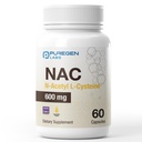 Puregen Labs N- Acetyl- L- cystein (NAC) 600mg, dodatek k podpoře antioxidantů, NAC 600 mg, snadno absorbovatelné - 60 Vegetariánských kapslí