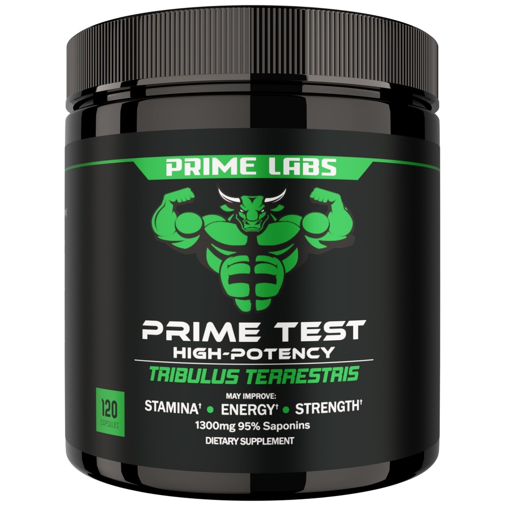 Prime Labs Tribulus Terrestris pro muže 1300mg - Vylepšeno 95% saponiny - energie, vitalita, síla - 120 Počet