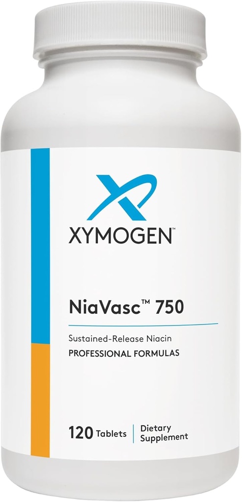 XYMOGEN NiaVasc 750 - Sustainat- Release Niacin for a Lesser Flushing Effect - Podporuje údržbu zdravých lipidů v krvi (120 Time- Release Tablet)