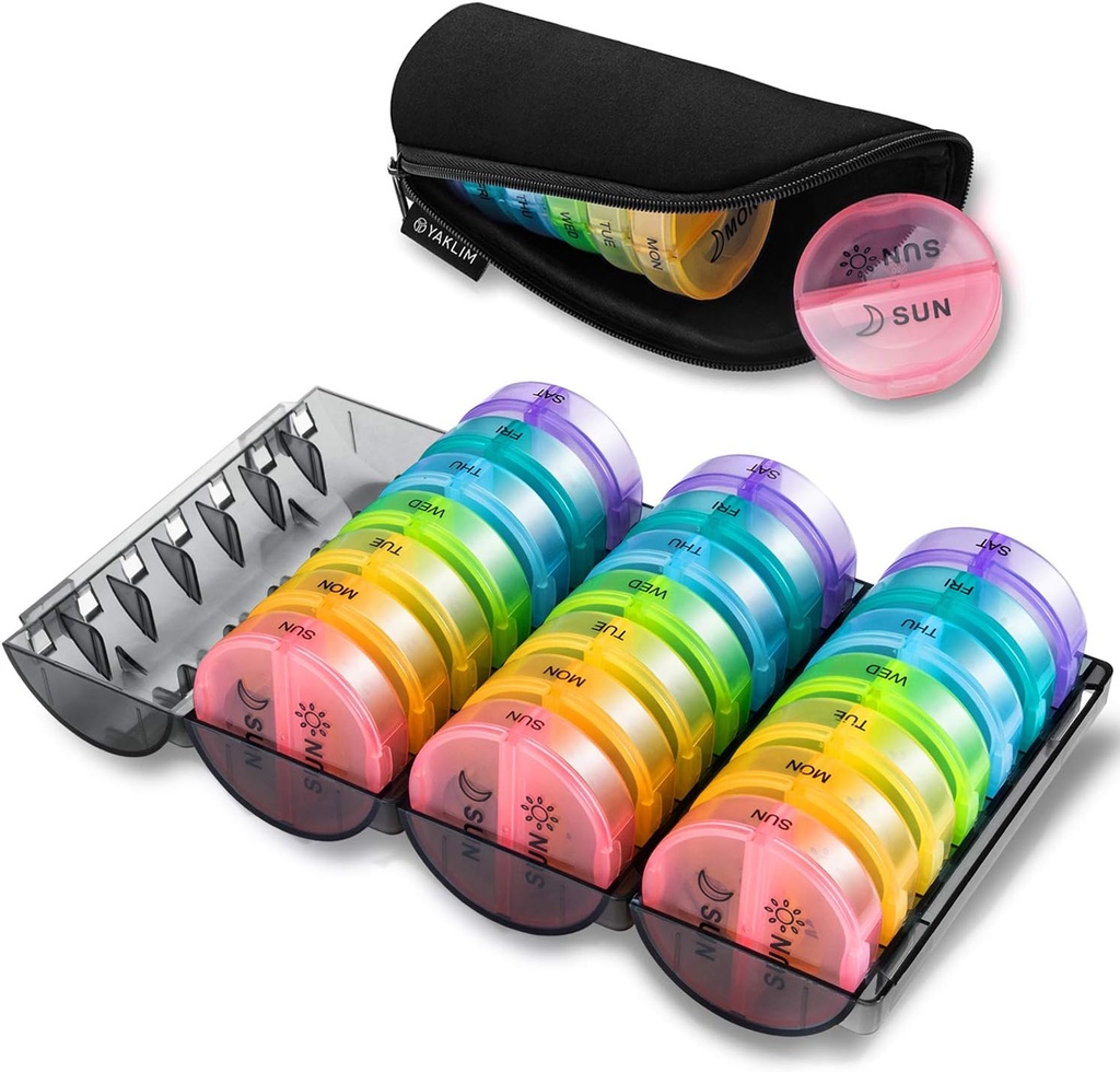 Only Monthly Box AM PM, Daily Cases Large 4 Week, Medication 28 Days Dispenser for Pills, Fish Oils, Vitamin, Dodatek (Rainbow)...