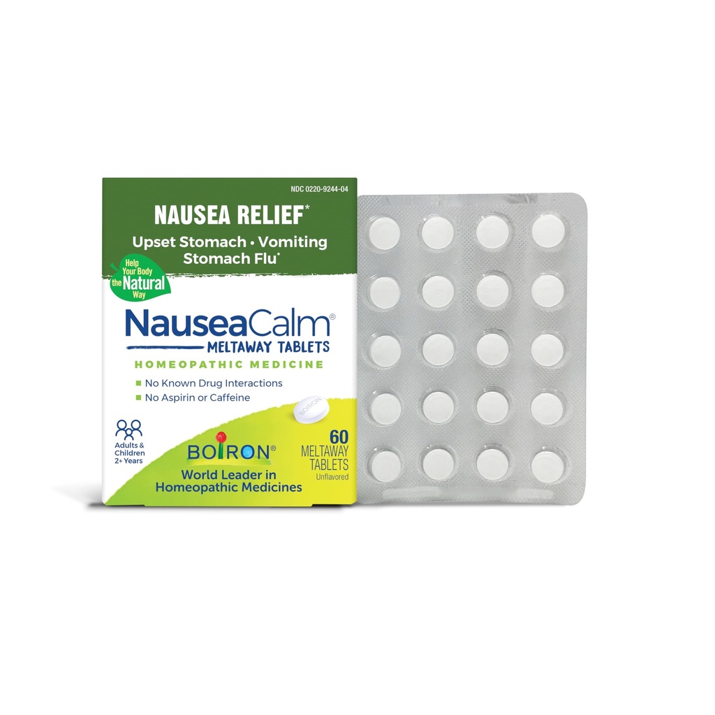 Boiron NauseaCalm Relief for Upset Stomach, Nausea, a zvracení Vzhledem k žaludku chřipka, Overdeligence, nebo Motion Nemoci - Non- Drowsy - 60 Počet