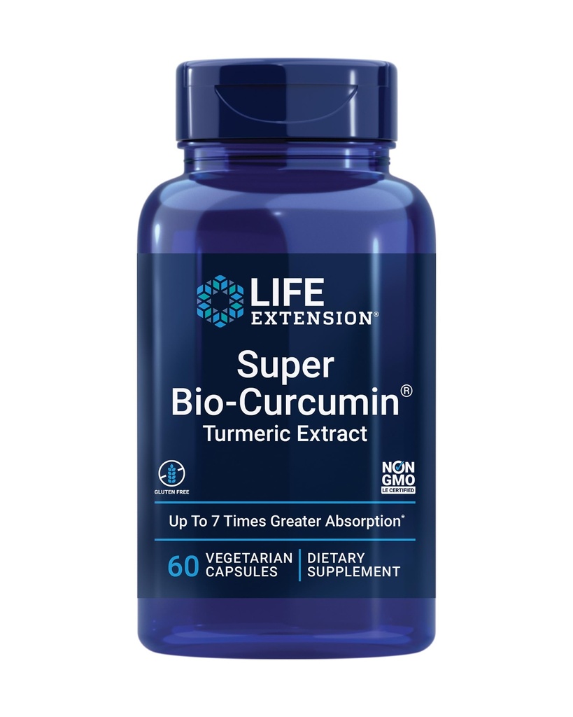 Life Extension Super Bio-Curcumin Turmeric Extract - Vysoce-Absorbovatelné Curcumin pro Whole-Body Health Support - Gluten- Free, Non-GMO, Vegetarian - 60 Vegetariánské kapsle