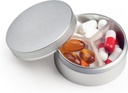 Malý Pouzdro 3 Compartments, Metal Round Portable Pill Box, Vodotěsný Travel Pill Organizátor, Kapesní Purse Medicine Držák vitaminu EDC Kontejner (Silver)