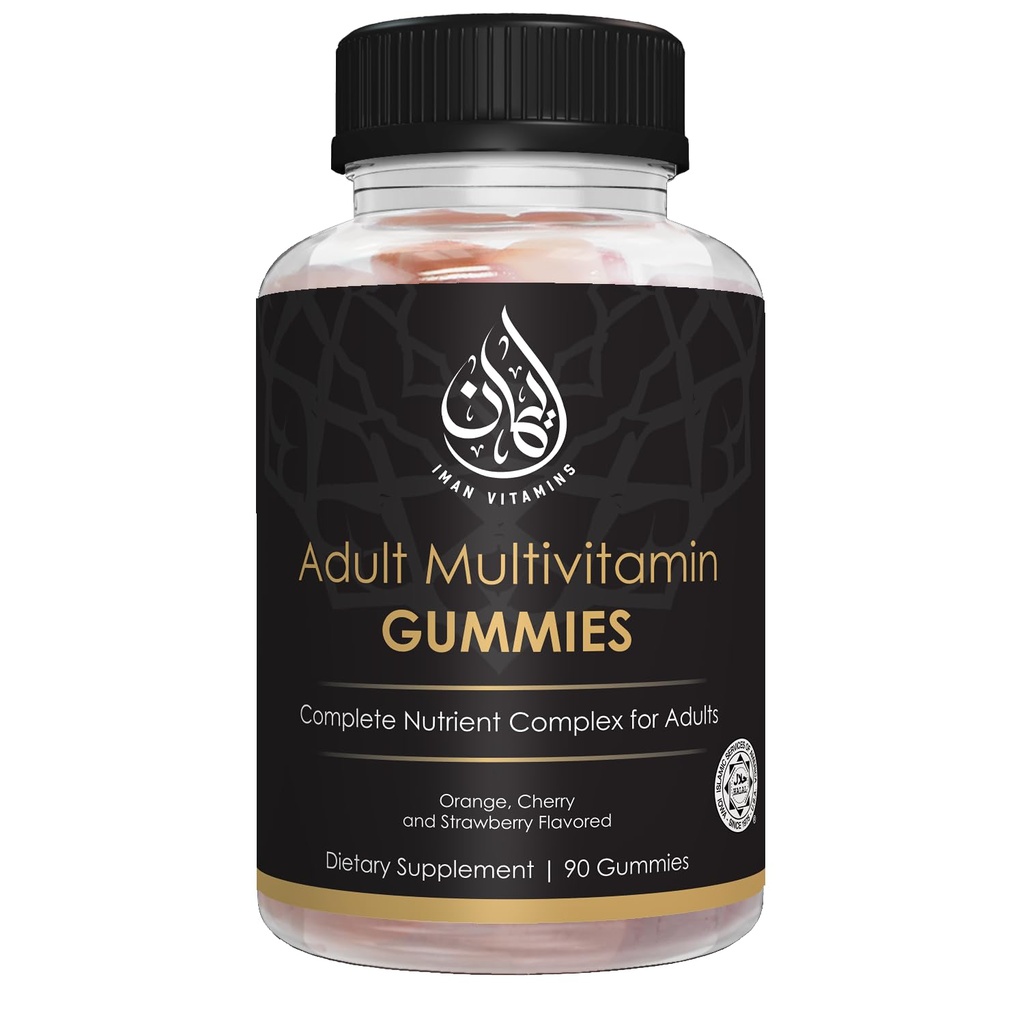 Halal Kompletní dospělé multivitaminové gumy 124; Přírodní imunitní boost pro muže a ženy 124; Vegetarian & Non- GMO CARL 124; Gluten, želatina, arašídy & Dairy- Free Vitamin Gummy 124; 90 Počet