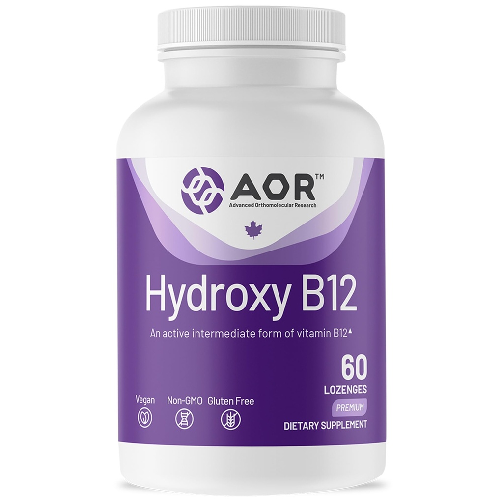 AOR, Hydroxy B12, podporuje kardiovaskulární zdraví, nervovou funkci a detoxikaci, dodatek stravy, vegan, 60 porcí (60 uzlů)