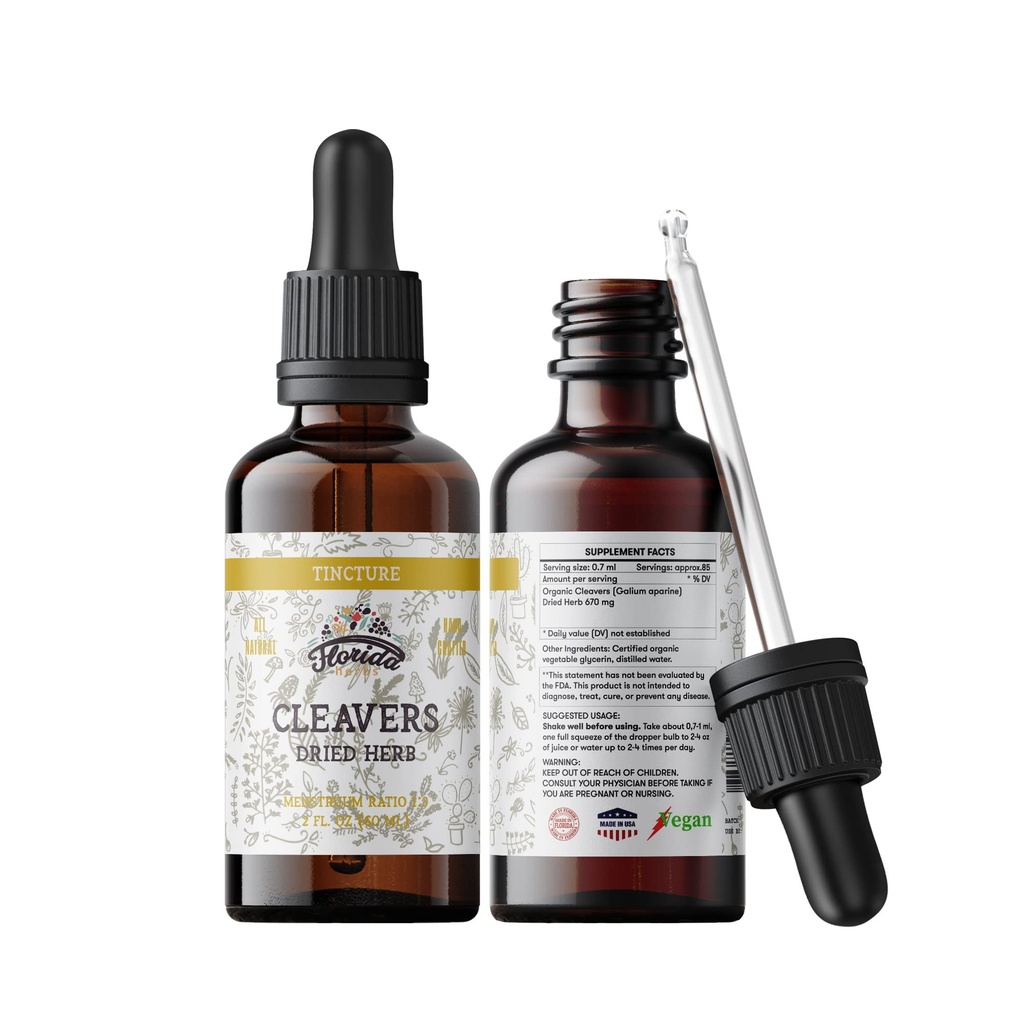 Cleavers Tincture, Organic Cleavers Extract, Cleavers Drops (Galium aparine) Sušený Herb