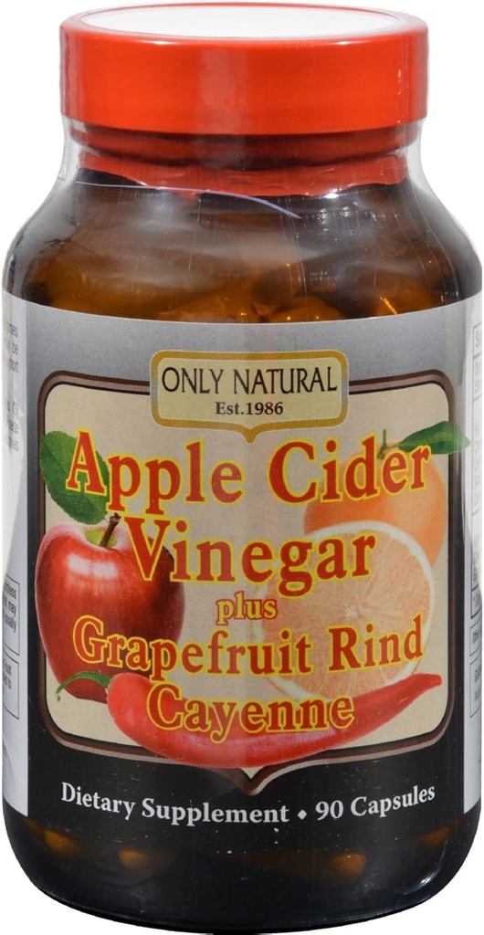 Pouze přírodní jablečný ocet Plus Grapefruit Rind Cayenne Kapsle, 90- Počet