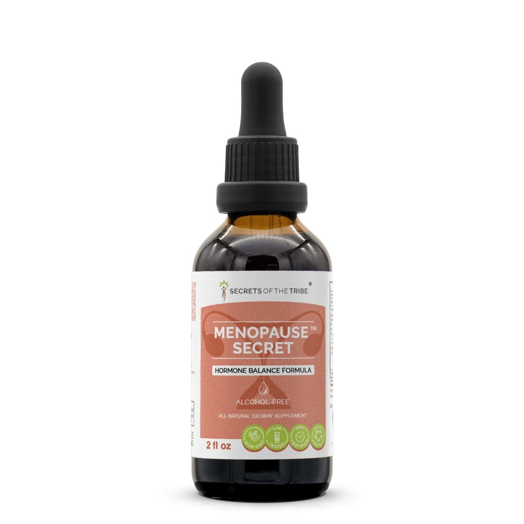 Menopauza Secret Alcohol- Free, Glycerite Black Cohosh, Vitex, Red Clover, Maca, Dong Quai, St. John 's Wort. Tinktura, Bylinný extrakt Hormon Balance Formule 2 OZ