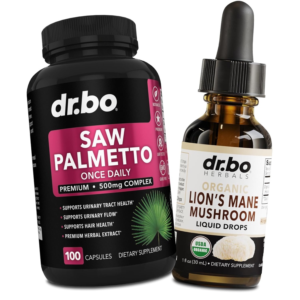 Saw Palmetto pro ženy Hair Loss & Lions Mane Houbová Kapky - DHT Block Growth Plus močový měchýř & Organic Lion 's Mane Houbová Kapky Tinktura - Čisté Saw Palmetto Hair Loss & Moření pilulky