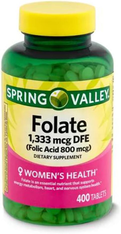 Jarní údolí Folate dietní dodatek, 1,333 mcg, 400 Počet