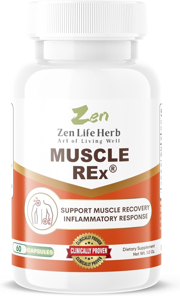ZEN LIFE HERB Muscle REx - Společná, Muscle & Nerve Support - Relax Aches & Chronický discomfort Plant- Based Doplněk (60 Kapsle)