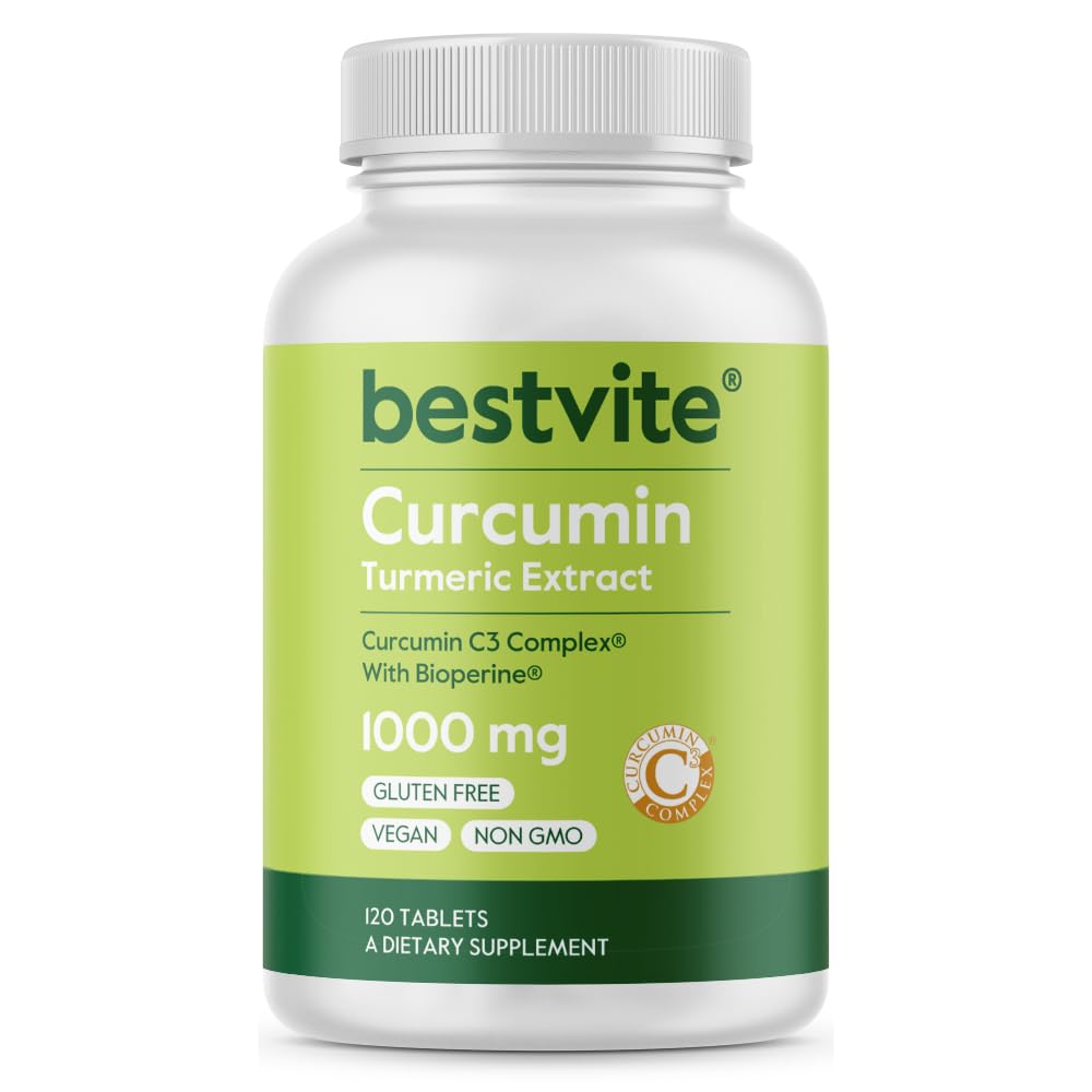 Kurkumin 1000mg (kurkuma) (120 tablet) Vyrobeno s Curcumin C3 Complex & Bioperin - Standardizované na 95% Curcuminoidy - Vegan