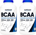 Nutricost BCAA 1000mg, 500 kapslí (250 Serv), 2: 1: 1 Aminokyseliny s rozvětveným řetězcem (500 mg L- Leucinu, 250mg L- isoleucinu a L- Valinu) (2 lahve)
