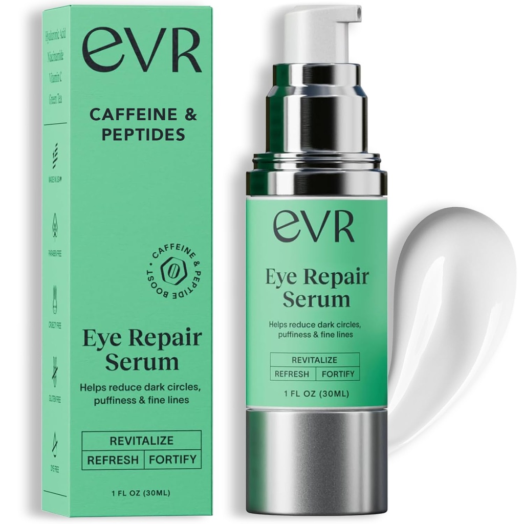 Kofein Oční krém pro tmavé kruhy Pufless a vrásky - Free - Antiaging Oční péče o citlivou pleť - Vyrobeno v USA pro muže a ženy - 1 Oz