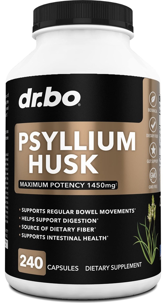 Psylium Husk Kapsle Příplatek pro vlákna - Přírodní prášek Kapsle pro úlevu od zácpy pro dospělé - Nutritional Soluble Fiber Pills & Daily Regularity Support - Bulk Seed Husks Digestion doplňky