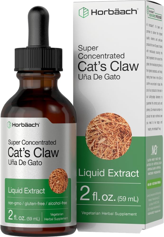 Horbäach Cats Claw Herb Extract tinktura 124; 2 Fl Oz current 124; Alkohol zdarma 124; Vegetarian, Non- GMO, gluten zdarma tekutý